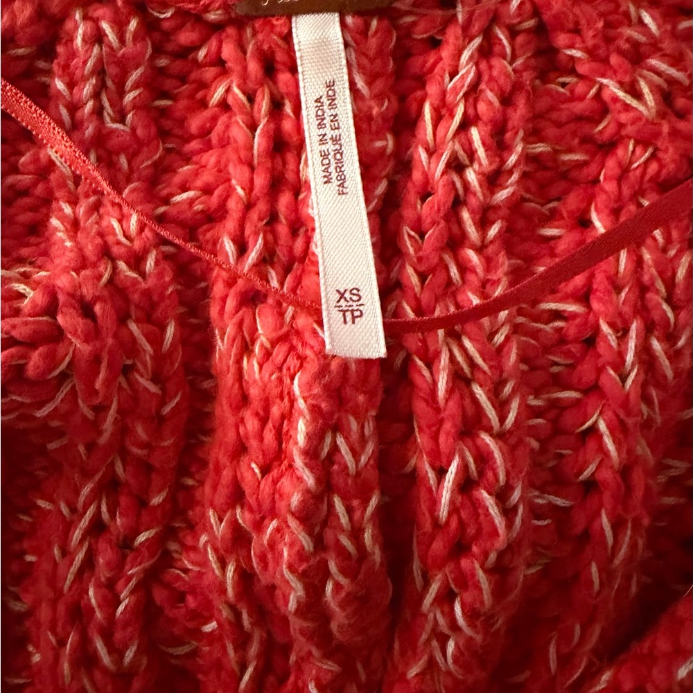 Free People Chunky Ribbed Crewneck Sweater in Bright Red - Picture 2 of 3